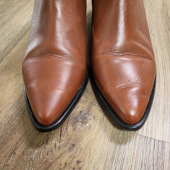 FABIANELLI Pointed Toe Women's Ankle Leather Boots Chelsea Booties Size 8 Brown - Picture 3 of 10